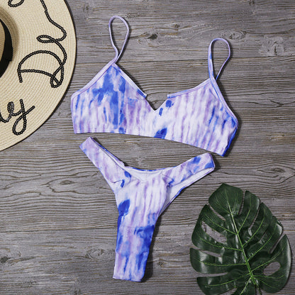 Swimwear Dyed Halo Split Swimsuit Bikini
