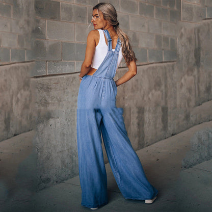 Women’s wide leg denim overalls