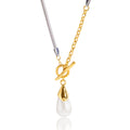 Pearl sweater chain, a luxurious and high-end titanium steel necklace.