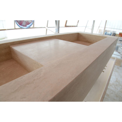 Travertine Double Sink - Handcrafted Custom Artisanal Stone Resort Luxury Bath