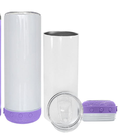 Bulk Pack 20oz Sublimation Bluetooth speaker tumbler. Music Tumblers W/ Lid, Speaker & Straw