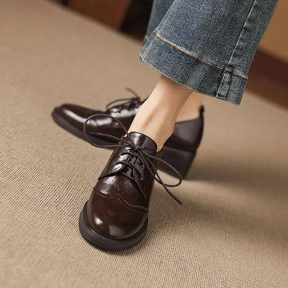 Brogue Lace-Up Oxford Pumps | Block Heel | Women's Chunky Heel Oxfords