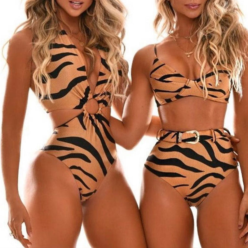 Swimsuit Split Leopard Print High Waist Bikini Printed Swimsuit Bikini