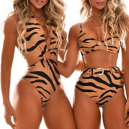 Swimsuit Split Leopard Print High Waist Bikini Printed Swimsuit Bikini