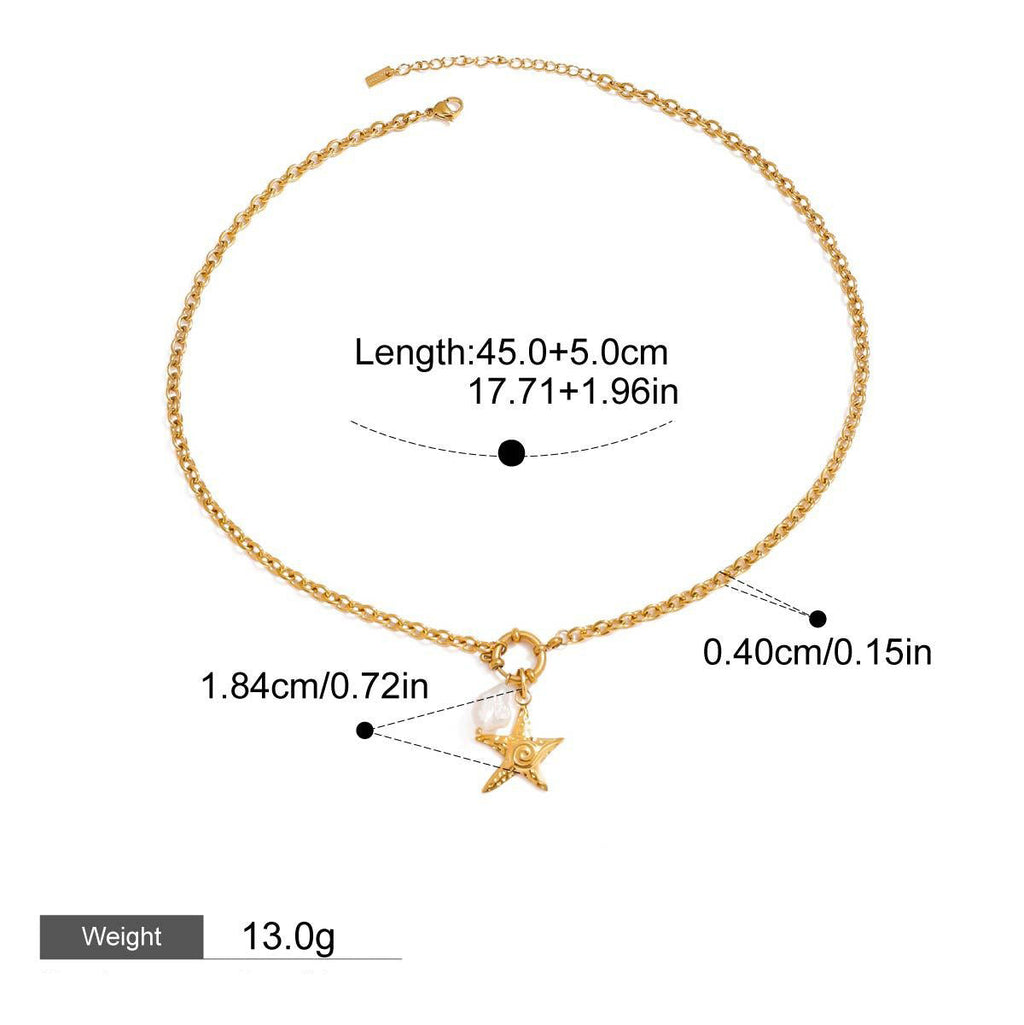 18K gold starfish with pearl design exquisite and noble necklace