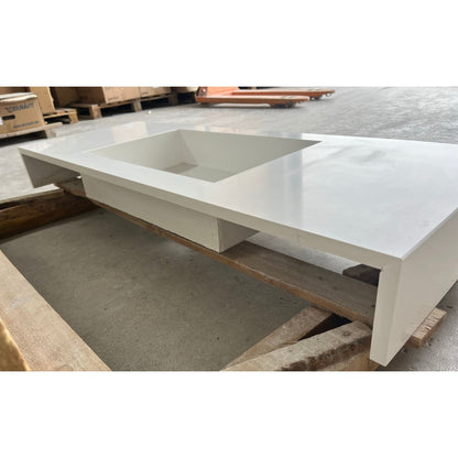 Pure White Quartz Kitchen Sink Handcrafted Engineered Stone Durable Bath Fixture