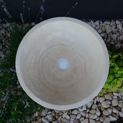 Light Beige Travertine Natural Stone Handcrafted Vessel Sink