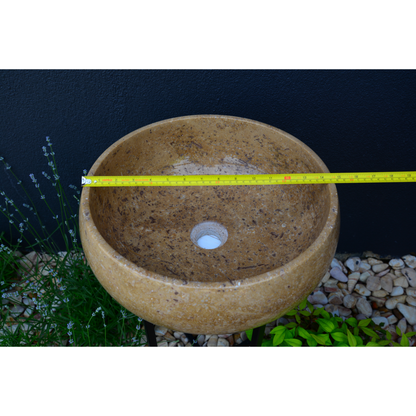 Noce Brown Travertine Vessel Sink - Handcrafted Natural Stone