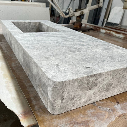 Tundra Grey Marble Handcrafted Vanity Sink - Luxury Bathroom