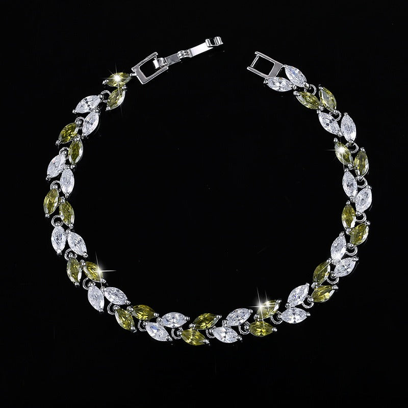 Small leaf zircon bracelet