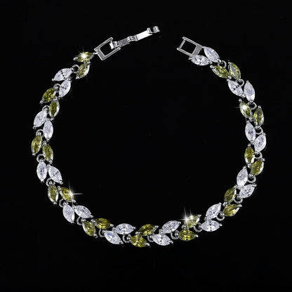 Small leaf zircon bracelet