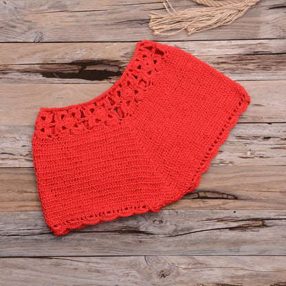 Handmade Beach Solid Color Short Swimming Trunks Sexy Cutout Hand Crocheting Cotton Sunscreen