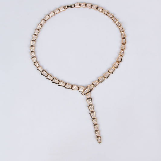 18K Gold Snake-Style Necklace and Earring Set