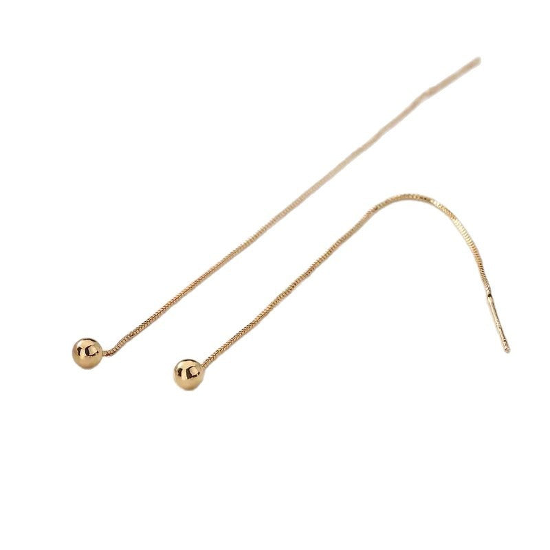 Long Tassel Earrings with Beaded Ear Threads