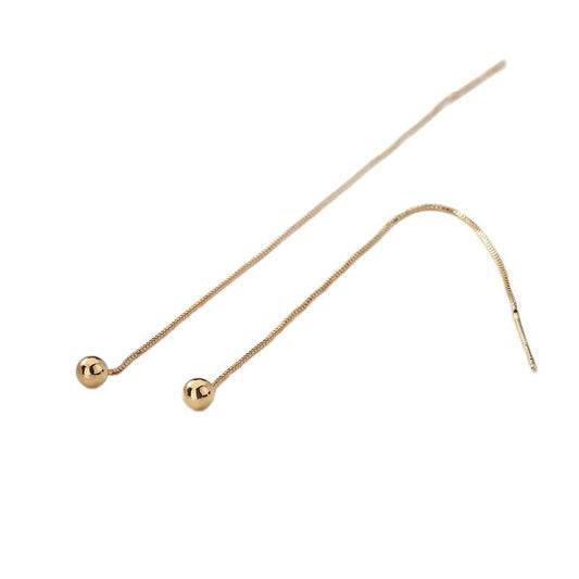 Long Tassel Earrings with Beaded Ear Threads