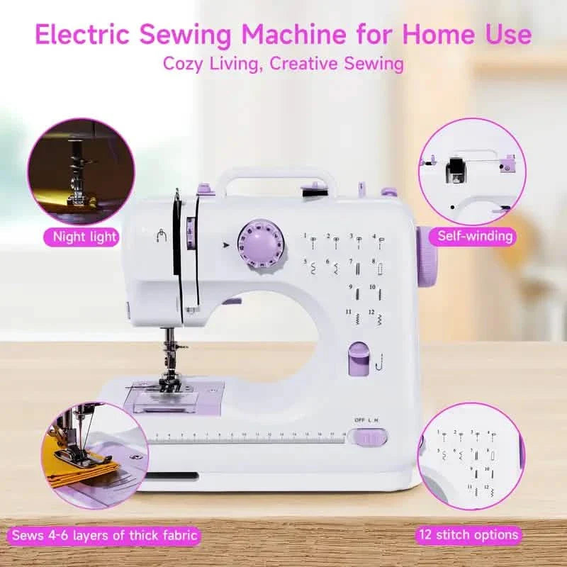 Pro Portable Electric Sewing Machine – 12 Stitches, Adjustable Speed, Multifunctional