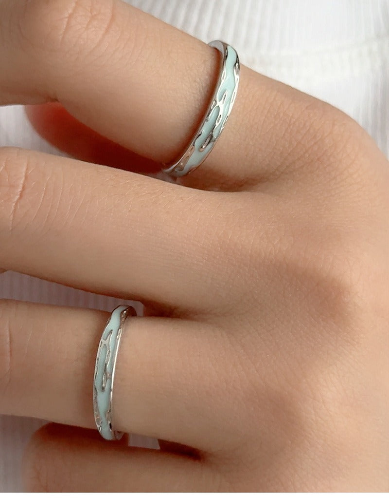 S925 sterling silver Jiangnan Misty Rain fluorescent couple ring