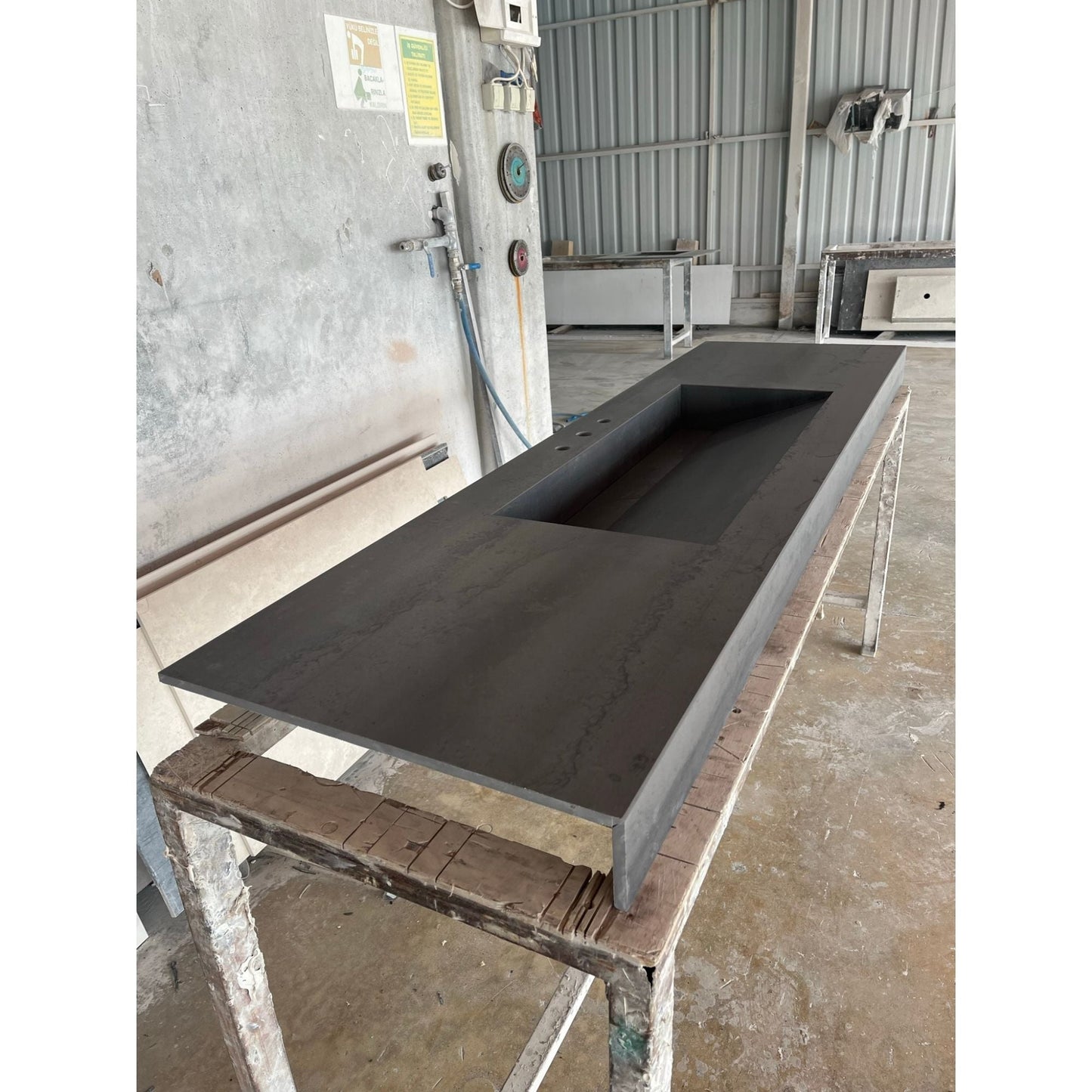 Metal Dark Engineered Porcelain Handcrafted Kitchen Bathroom Sink - Natural Stone Look