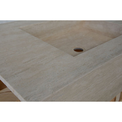 Travertine Double Sink - Handcrafted Custom Artisanal Stone Resort Luxury Bath