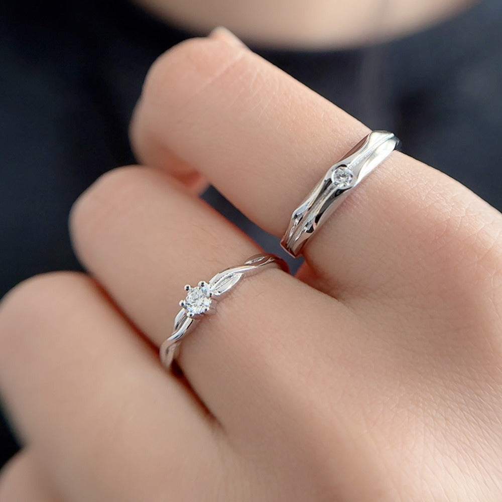 S925 sterling silver couple engagement ring