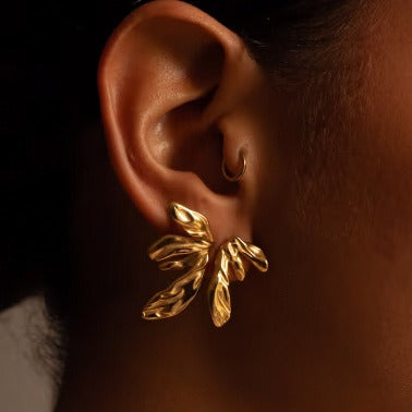 18K gold geometric wings design trendy personality earrings
