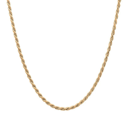 18K Gold Over Sterling Silver 925 Rope Chain Necklace