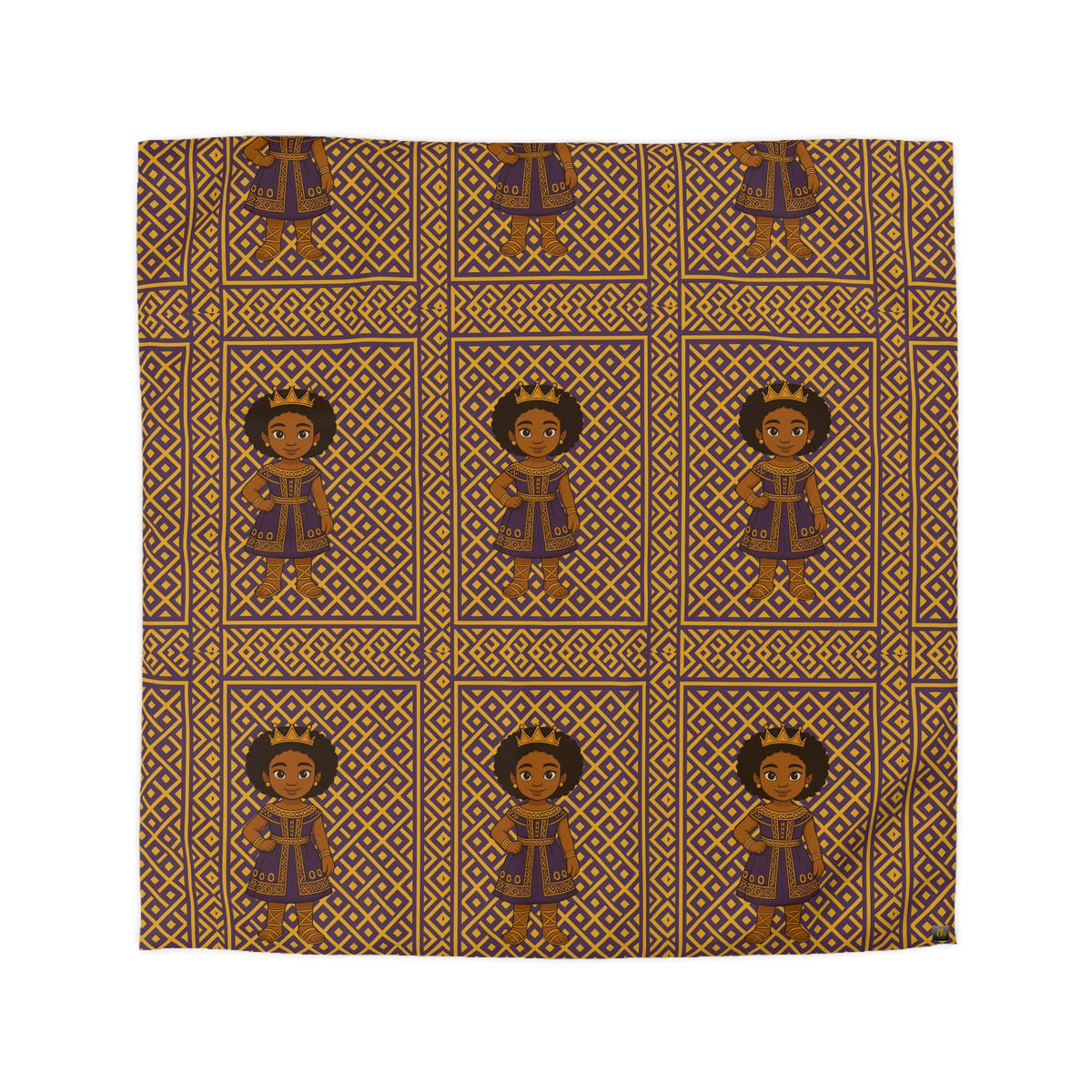 Afro Queen Microfiber Duvet Cover — Warm Brown Moroccan Pattern