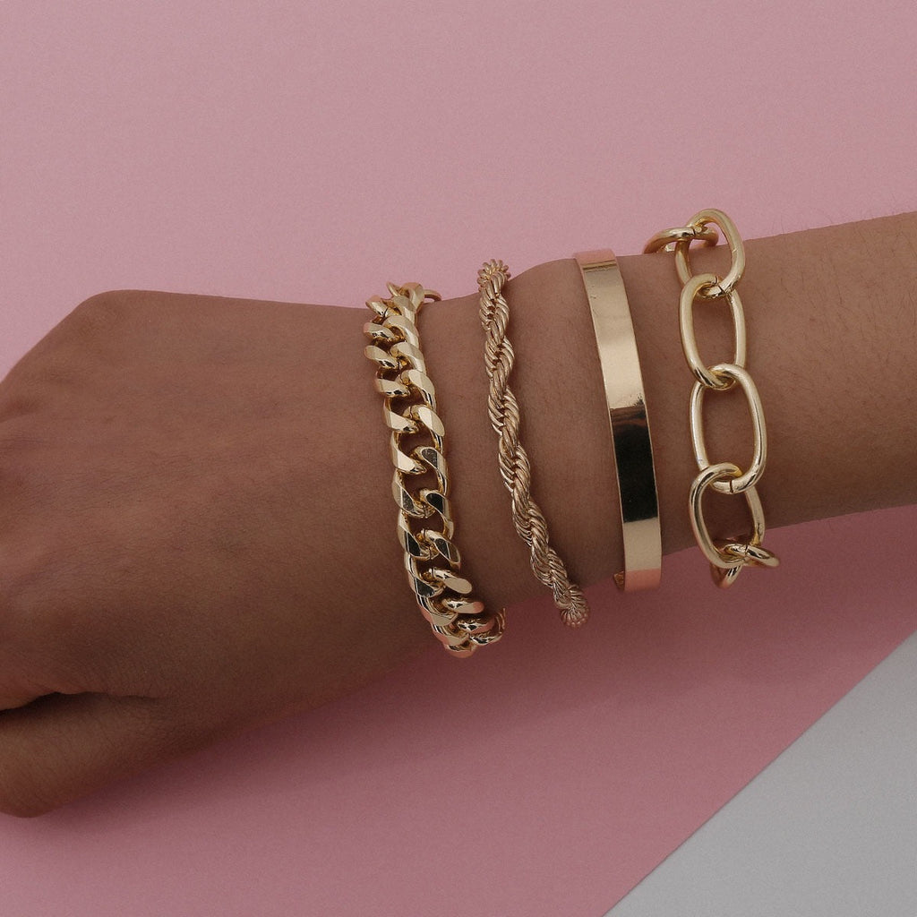 Smooth C-shaped mixed twist chain thread exaggerated O-shaped bracelet