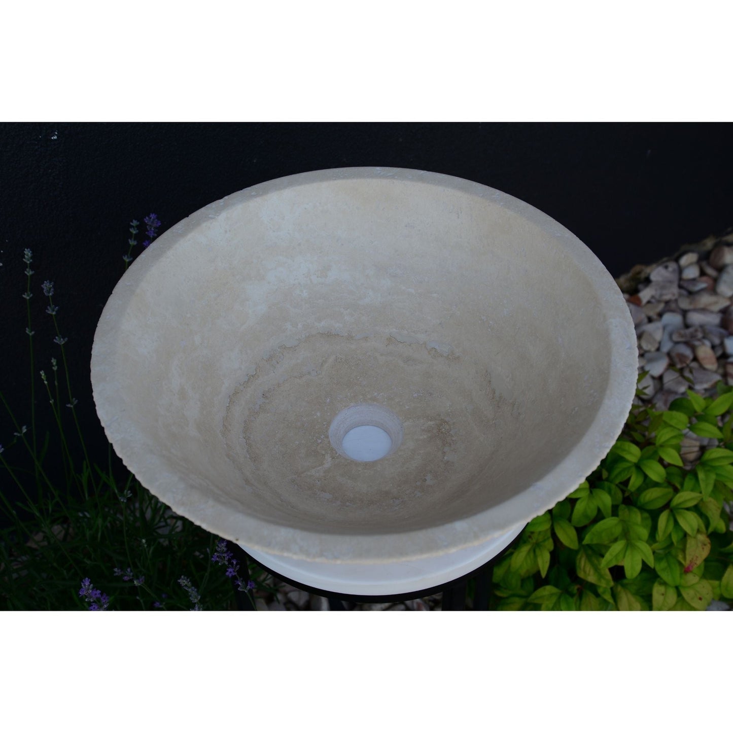 Light Beige Travertine Natural Stone Handcrafted Vessel Sink