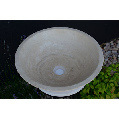 Light Beige Travertine Natural Stone Handcrafted Vessel Sink