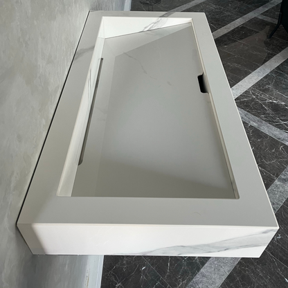 Extra Statuario White Marble Effect Polished Porcelain Wall Mounted Bathroom Vanity Sink