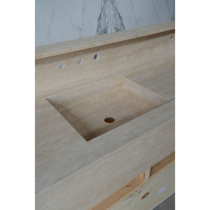 Travertine Double Sink - Handcrafted Custom Artisanal Stone Resort Luxury Bath