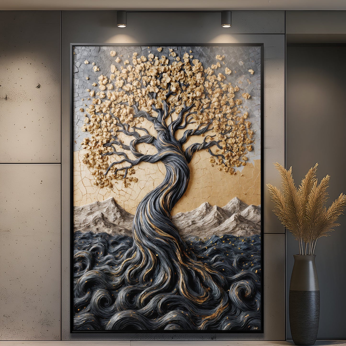 Golden Tree of Life Minimalist Wall Art