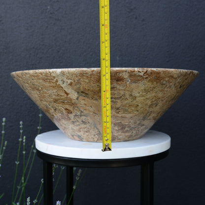 Valencia Travertine Conical Stone Vessel Sink Handmade Carved