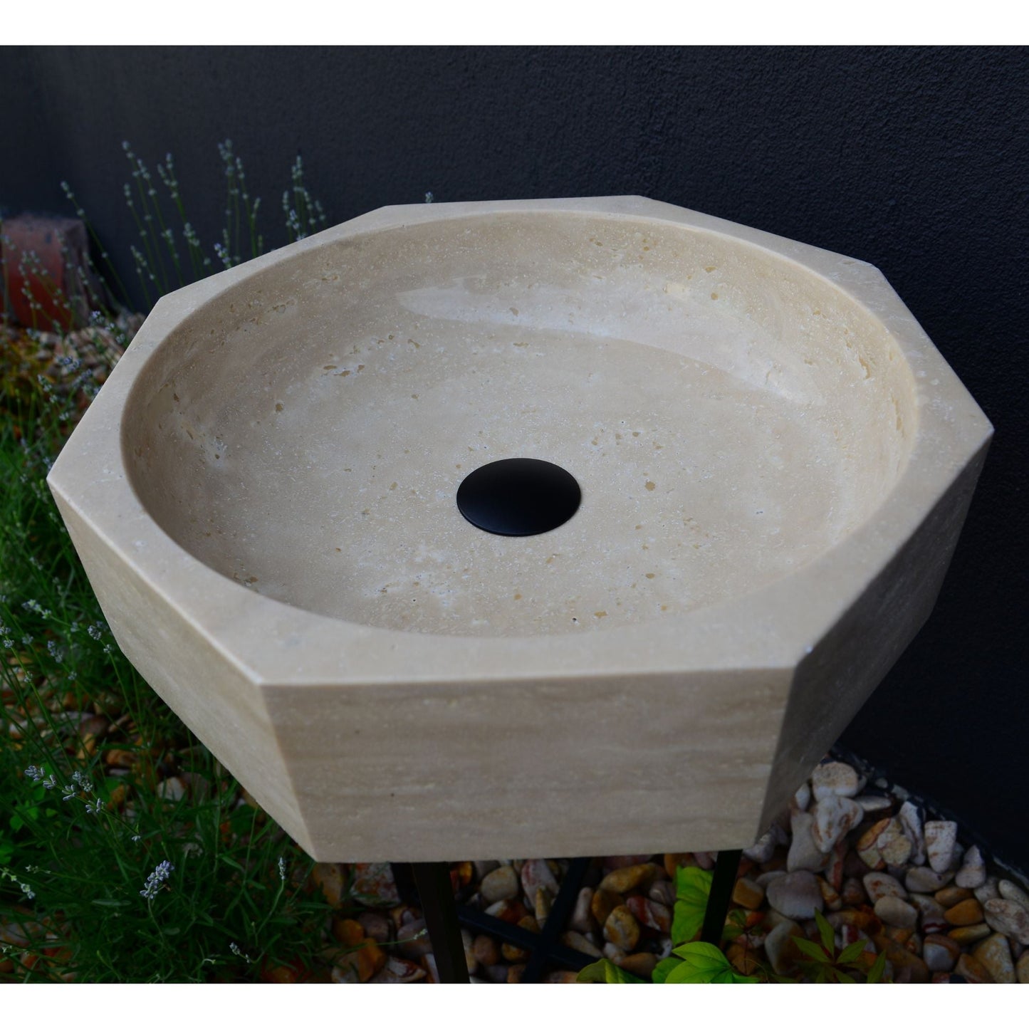 Handmade Turkish Travertine Octagon Bathroom Sink Hand Carved
