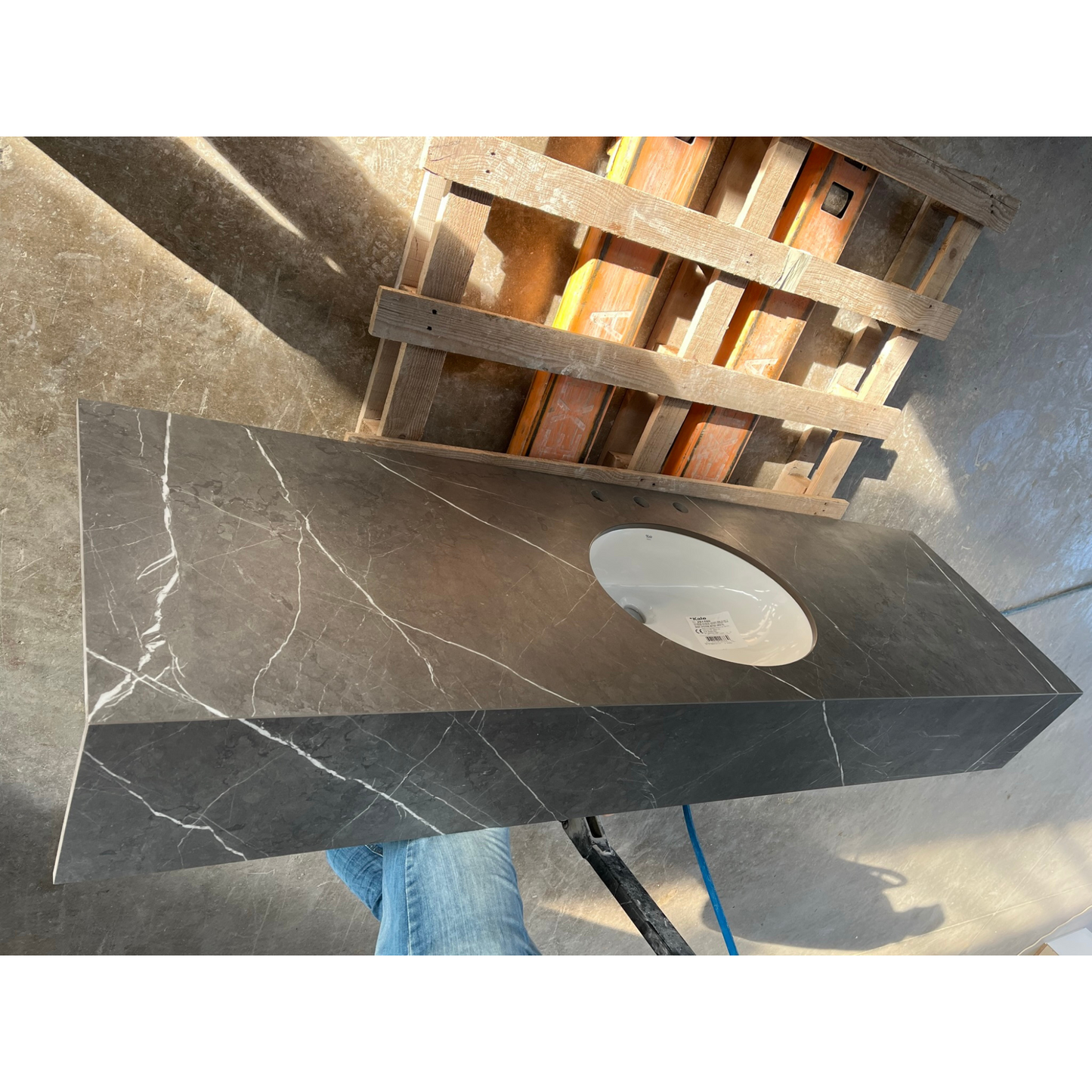 Pietra Grey Matte Porcelain Rectangular Sink - Contemporary Style
