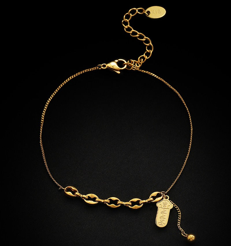 18k gold-plated titanium steel pendant anklet