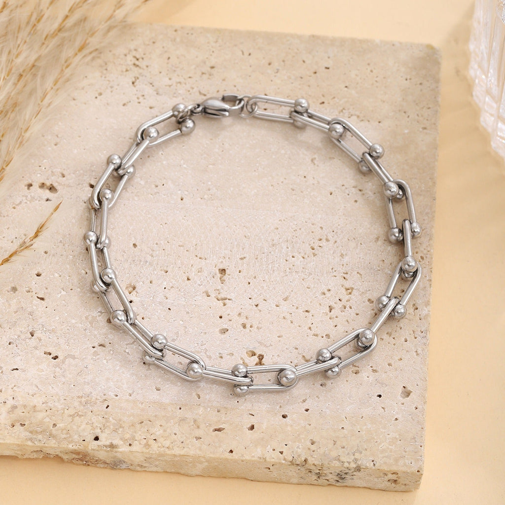 18k gold U-shaped horseshoe clasp bracelet necklace