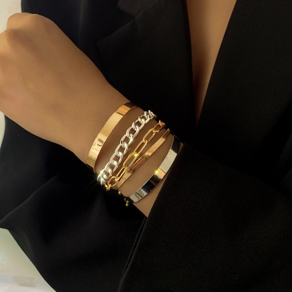 Smooth C-shaped mixed twist O-shaped bracelet