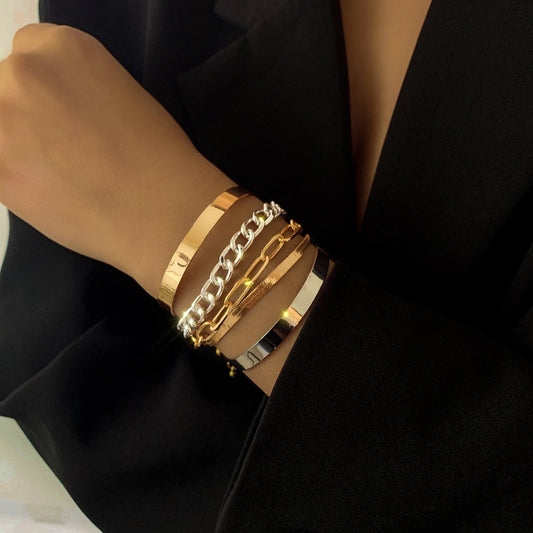 Smooth C-shaped mixed twist O-shaped bracelet