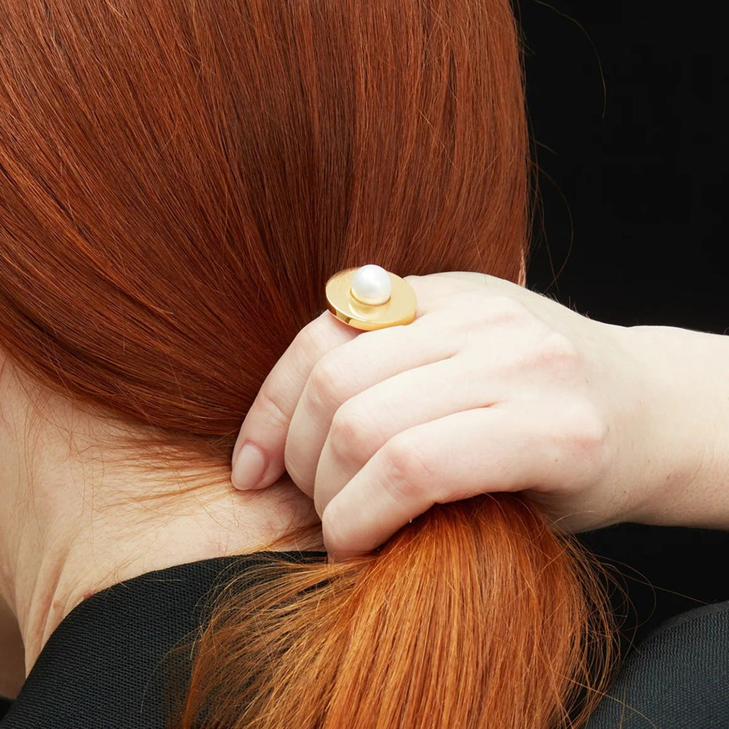 18k gold titanium steel pearl ring