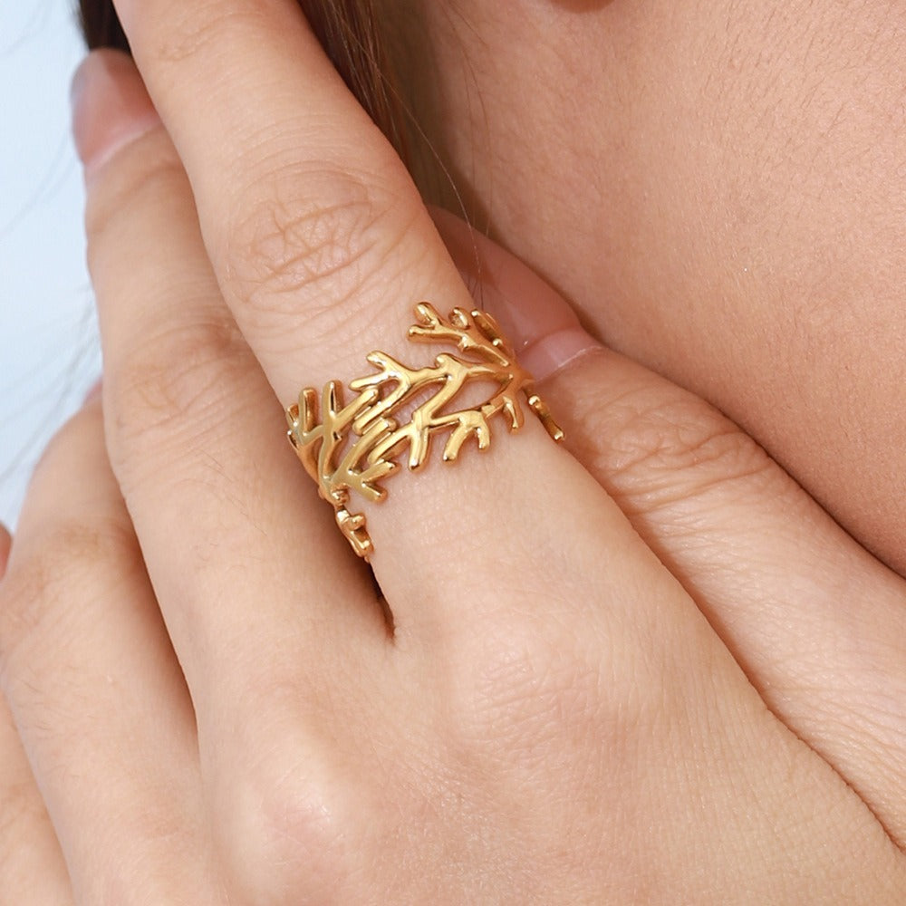 18k gold titanium steel ring