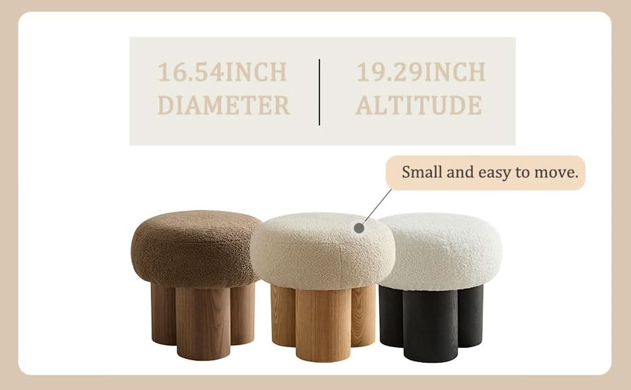 Brown Mushroom Stool Ottoman Footrest 16.54 Inches