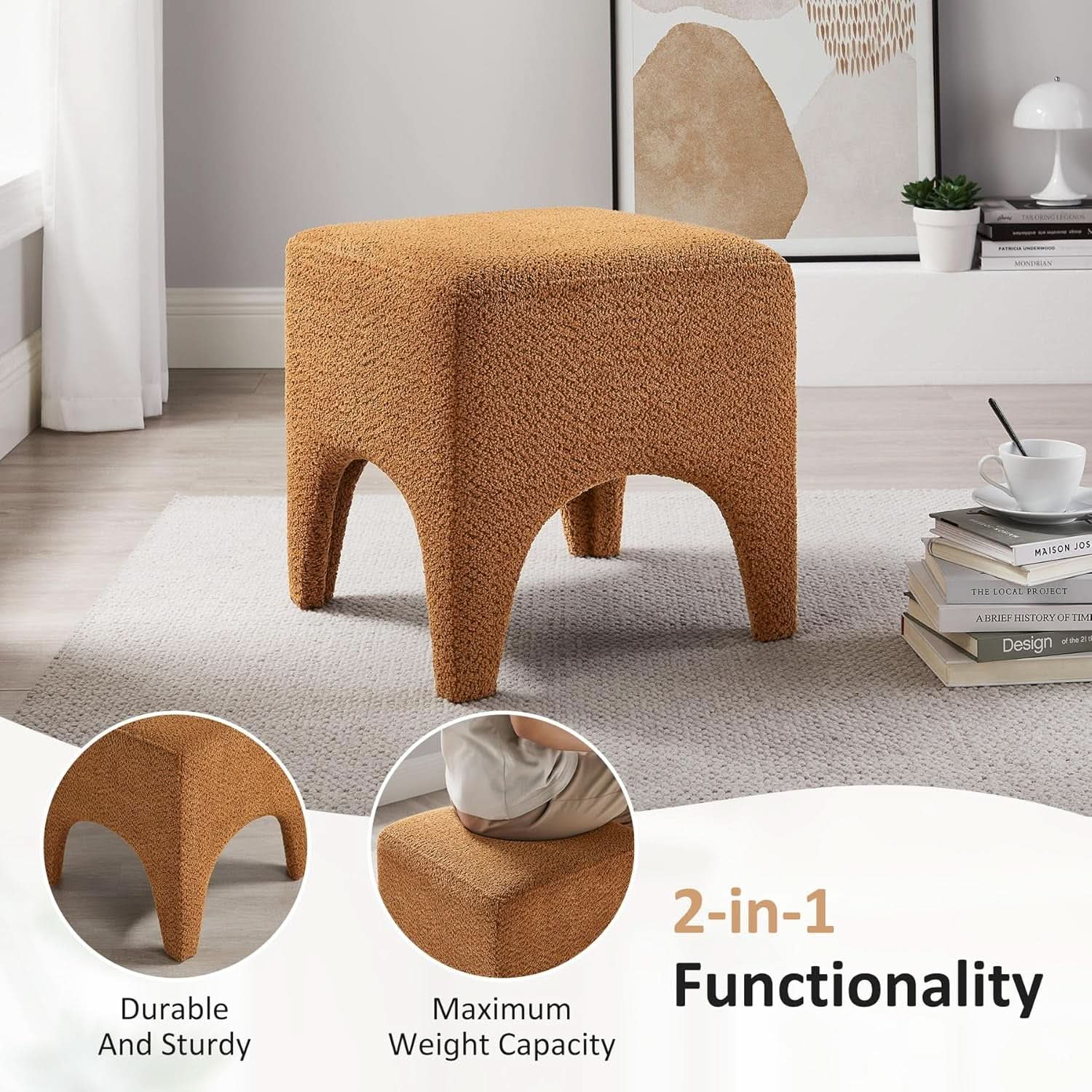Curry Seventeen Inch Ottoman Footstool Living Room Decor
