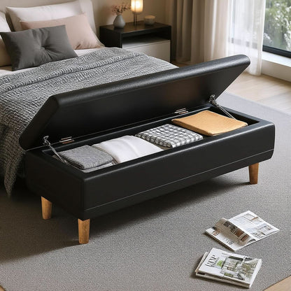 Black 44.5-Inch Storage Ottoman With Premium Gas Spring