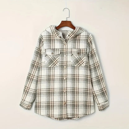 Women's Plaid Button-Up Long Sleeve Jacket