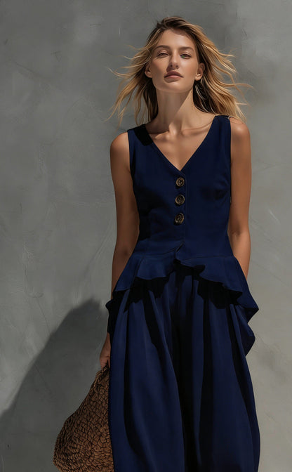 Women's Sleeveless Top & Wide-Leg Pants Two-Piece Set
