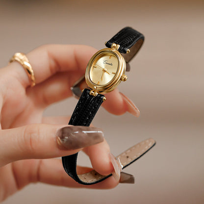 Womens Leather Belt Round-shaped Fashionable Artistic Niche Watch