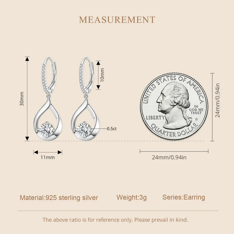 Moissanite Waterdrop Earrings or Necklace in Sterling Silver