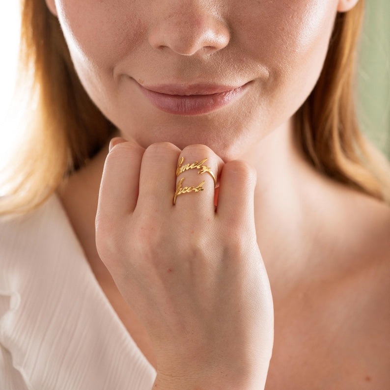 Customized Double Name Open Ring